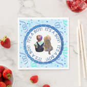 Baby Boy en zijn Dog Blue en Green Confetti Servet (Insitu)