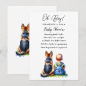 Baby Boy En Zijn Duitse Herder Puppy Baby shower Kaart (Voorkant / Achterkant)