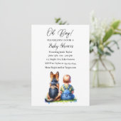 Baby Boy En Zijn Duitse Herder Puppy Baby shower Kaart (Staand voorkant)