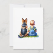 Baby Boy En Zijn Duitse Herder Puppy Baby shower Kaart (Achterkant)