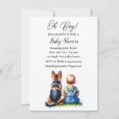 Baby Boy En Zijn Duitse Herder Puppy Baby shower Kaart (Voorkant)