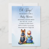 Baby Boy En Zijn Duitse Herder Puppy Baby shower Kaart (Voorkant)