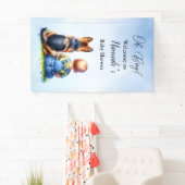Baby Boy En Zijn Duitse Herder Puppy Baby shower Spandoek (Insitu)