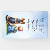 Baby Boy En Zijn Duitse Herder Puppy Baby shower Spandoek (Horizontaal)