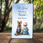 Baby Boy En Zijn Duitse Herder Puppy Baby shower Spandoek
