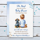 Baby Boy en zijn Teckel Puppy Baby shower Kaart
