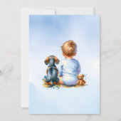 Baby Boy en zijn Teckel Puppy Baby shower Kaart (Achterkant)