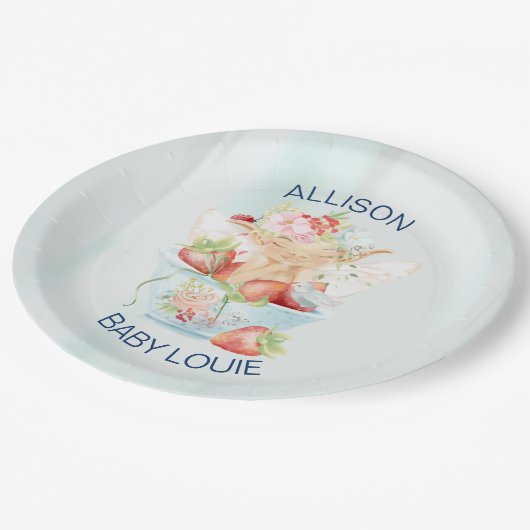 Baby Boy Fairy in Blue Teacup Baby shower Papieren Bordje (Gekanteld)