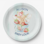Baby Boy Fairy in Blue Teacup Baby shower Papieren Bordje (Voorkant)