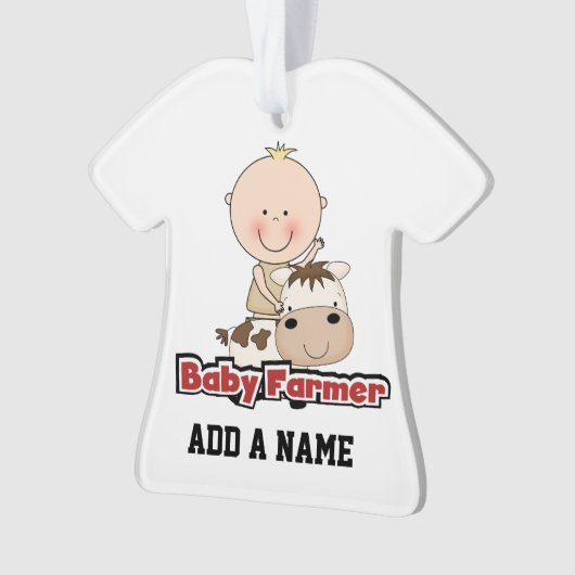 Baby Boy Farmer met Koe Ornament (voorkant)