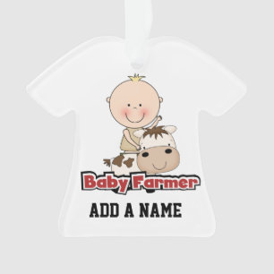 Baby Boy Farmer met Koe Ornament