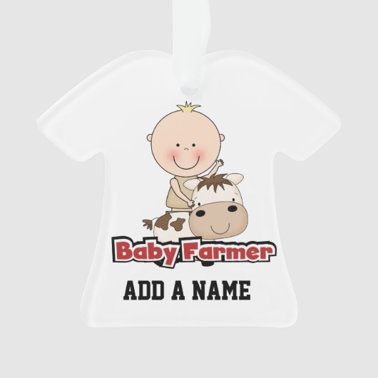 Baby Boy Farmer met Koe Ornament (voorkant)