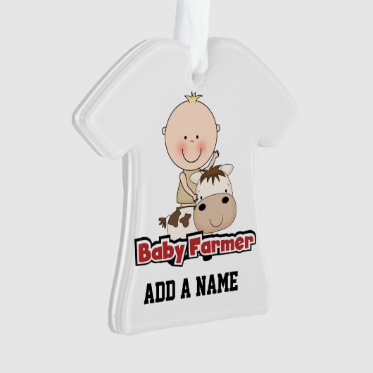 Baby Boy Farmer met Koe Ornament (voorkant)