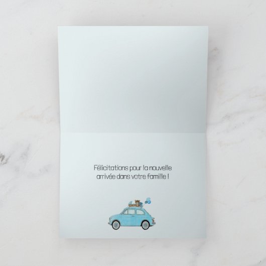Baby Boy Fiat 500 Franse Gefeliciteerd Kaart (Binnen)