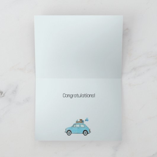 Baby Boy Fiat 500 Gefeliciteerd Kaart (Binnen)