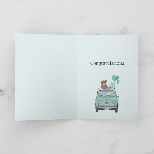 Baby Boy Fiat 500 Gefeliciteerd Kaart (Binnen)