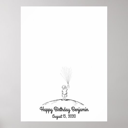 Baby Boy Fingerprint ballon Poster (Voorkant)
