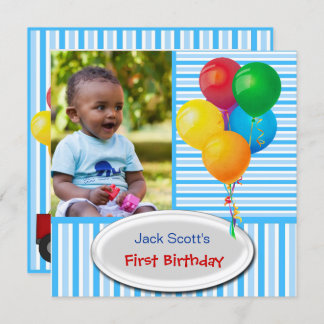 Baby Boy First Birthday 1st Colorful Kaart