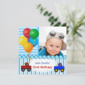Baby Boy First Birthday 1st Colorful Kaart (Staand voorkant)