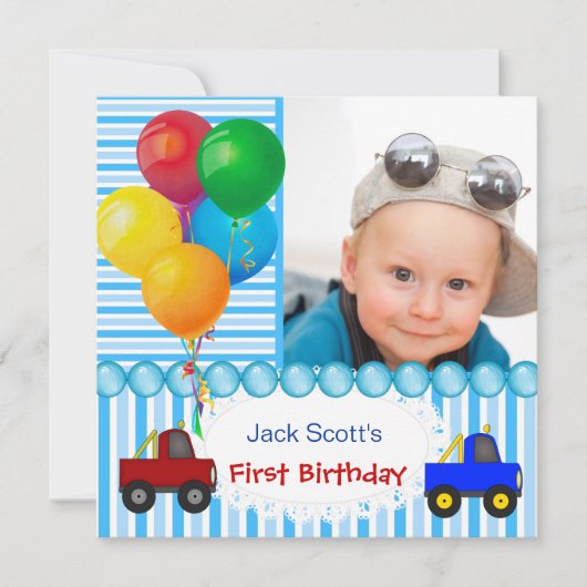 Baby Boy First Birthday 1st Colorful Kaart (Voorkant)