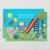 Baby Boy First Birthday Backyard speelplaats Kaart (Voorkant / Achterkant)