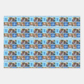 Baby Boy First Birthday Cute Photo Collage Blue Inpakpapier Vel (Voorkant 2)