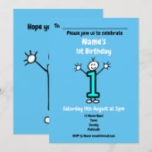 Baby Boy First Birthday Party Uitnodiging (Voorkant / Achterkant)