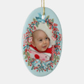 Baby Boy First Christmas 1st Cute Pastel Blue Keramisch Ornament (Rechts)