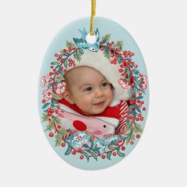 Baby Boy First Christmas 1st Cute Pastel Blue Keramisch Ornament