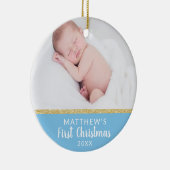 Baby Boy FIRST Christmas Blue | Bericht + AFBEELDI Keramisch Ornament (Rechts)