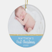 Baby Boy FIRST Christmas Blue | Bericht + AFBEELDI Keramisch Ornament (Links)