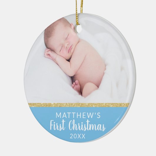 Baby Boy FIRST Christmas Blue | Bericht + AFBEELDI Keramisch Ornament (Links)