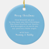 Baby Boy FIRST Christmas Blue | Bericht + AFBEELDI Keramisch Ornament (Achterkant)