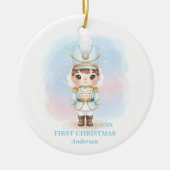 Baby Boy First Christmas Blue Nutcracker Photo Keramisch Ornament (Voorkant)