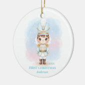 Baby Boy First Christmas Blue Nutcracker Photo Keramisch Ornament (Links)