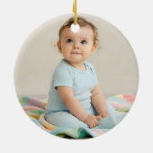 Baby Boy First Christmas Blue Polar Bear Photo Keramisch Ornament (Achterkant)