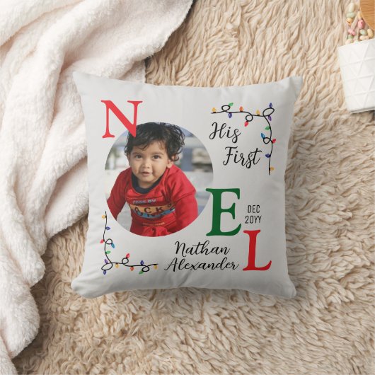 Baby Boy First Christmas Festive First Noel Photo Kussen (Deken)