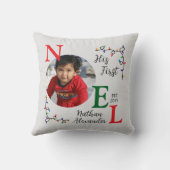 Baby Boy First Christmas Festive First Noel Photo Kussen (Achterkant)