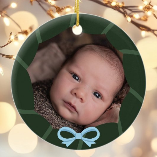 Baby Boy First Christmas ornament blauw & groen