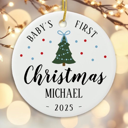Baby Boy First Christmas ornament blauw & groen