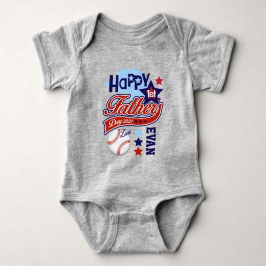 Baby Boy First Fathers Day Baseball Shirt (Voorkant)
