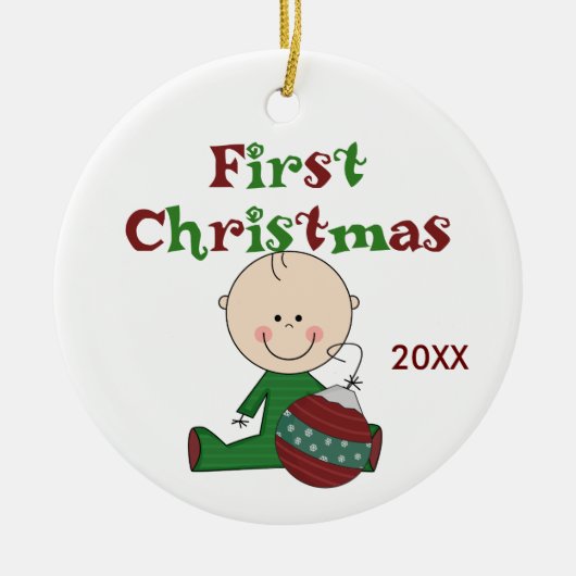 Baby Boy First Kerstdal Ornament (Voorkant)