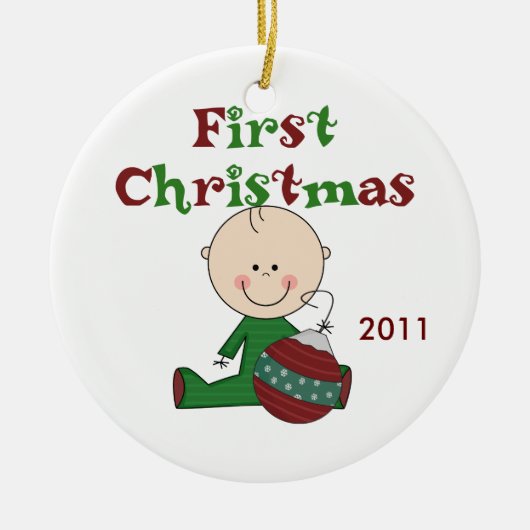 Baby Boy First Kerstdated Ornament (Voorkant)