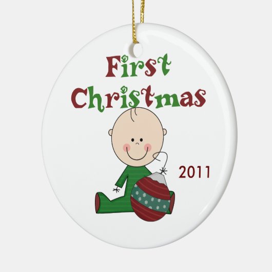 Baby Boy First Kerstdated Ornament (Links)
