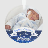 Baby Boy First Kerstfoto Ornament (achterkant)