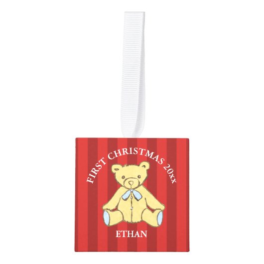 Baby Boy First Kerstfoto Ornament (Voorkant)