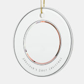 Baby Boy First Kerstfoto | Zilver Snowflake Keramisch Ornament (Links)