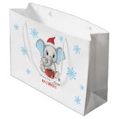 Baby Boy First Kerstmis Elephant Feestdagen Groot Cadeauzakje (Achterkant Gekanteld)