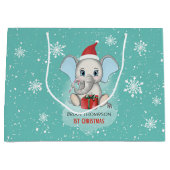 Baby Boy First Kerstmis Elephant Feestdagen Groot Cadeauzakje (Voorkant)