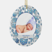 Baby Boy First Kerstmis Foto Snowflakes Keramisch Ornament (Rechts)